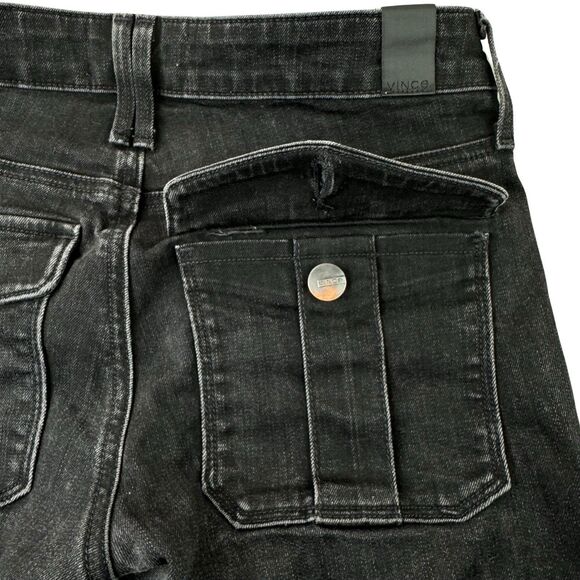 Vince Jeans Womens 26 x 26 Black Stone Wash Skinny Flap Button Pockets Mid-Rise - Picture 6 of 16